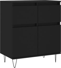 vidaXL - Dressoir - 60x35x70 - cm - bewerkt - hout - zwart