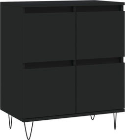vidaXL - Dressoir - 60x35x70 - cm - bewerkt - hout - zwart