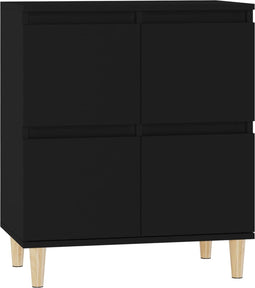 vidaXL - Dressoir - 60x35x70 - cm - bewerkt - hout - zwart