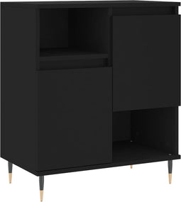 vidaXL - Dressoir - 60x35x70 - cm - bewerkt - hout - zwart