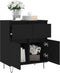 vidaXL - Dressoir - 60x35x70 - cm - bewerkt - hout - zwart