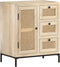 vidaXL - Dressoir - 60x35x70 - cm - massief - mangohout - en - natuurlijk - riet