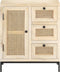 vidaXL - Dressoir - 60x35x70 - cm - massief - mangohout - en - natuurlijk - riet