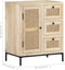 vidaXL - Dressoir - 60x35x70 - cm - massief - mangohout - en - natuurlijk - riet