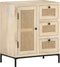 vidaXL - Dressoir - 60x35x70 - cm - massief - mangohout - en - natuurlijk - riet