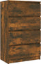 vidaXL - Dressoir - 60x35x98,5 - cm - bewerkt - hout - gerookt - eikenkleurig