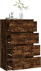 vidaXL - Dressoir - 60x35x98,5 - cm - bewerkt - hout - gerookt - eikenkleurig