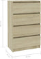 vidaXL - Dressoir - 60x35x98,5 - cm - bewerkt - hout - sonoma - eikenkleurig