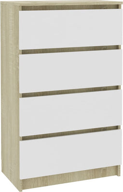 vidaXL - Dressoir - 60x35x98,5 - cm - bewerkt - hout - wit - en - sonoma - eikenkleurig