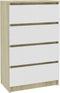 vidaXL - Dressoir - 60x35x98,5 - cm - bewerkt - hout - wit - en - sonoma - eikenkleurig
