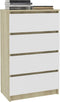 vidaXL - Dressoir - 60x35x98,5 - cm - bewerkt - hout - wit - en - sonoma - eikenkleurig