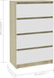 vidaXL - Dressoir - 60x35x98,5 - cm - bewerkt - hout - wit - en - sonoma - eikenkleurig