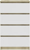 vidaXL - Dressoir - 60x35x98,5 - cm - bewerkt - hout - wit - en - sonoma - eikenkleurig