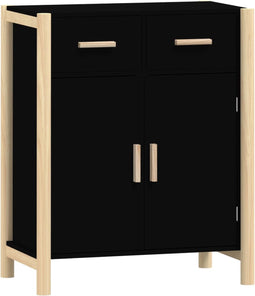 vidaXL - Dressoir - 62x38x75 - cm - bewerkt - hout - zwart