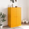 vidaXL - Dressoir - 67x39x107 - cm - staal - mosterdgeel