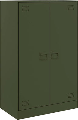 vidaXL - Dressoir - 67x39x107 - cm - staal - olijfgroen