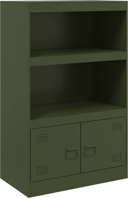 vidaXL - Dressoir - 67x39x107 - cm - staal - olijfgroen
