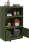 vidaXL - Dressoir - 67x39x107 - cm - staal - olijfgroen