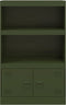vidaXL - Dressoir - 67x39x107 - cm - staal - olijfgroen