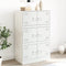 vidaXL - Dressoir - 67x39x107 - cm - staal - wit