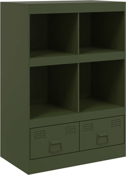vidaXL - Dressoir - 67x39x95 - cm - staal - olijfgroen