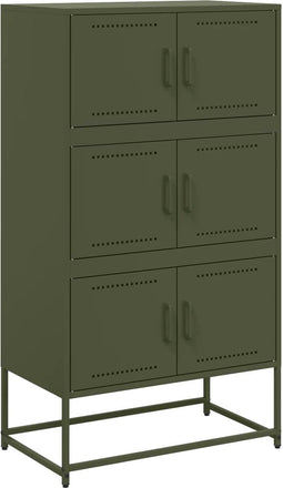vidaXL - Dressoir - 68,5x38,5x123,5 - cm - staal - olijfgroen