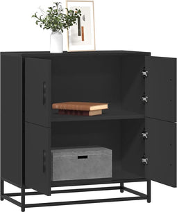 vidaXL - Dressoir - 68x35x76 - cm - bewerkt - hout - zwart