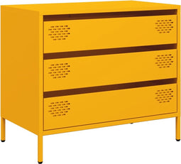 vidaXL - Dressoir - 68x39x58,5 - cm - koudgewalst - staal - mosterdgeel