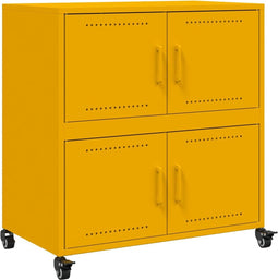 vidaXL - Dressoir - 68x39x72 - cm - staal - mosterdgeel