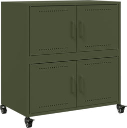 vidaXL - Dressoir - 68x39x72 - cm - staal - olijfgroen