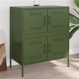vidaXL - Dressoir - 68x39x79 - cm - staal - olijfgroen