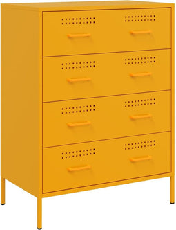 vidaXL - Dressoir - 68x39x89 - cm - staal - mosterdgeel