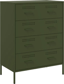 vidaXL - Dressoir - 68x39x89 - cm - staal - olijfgroen