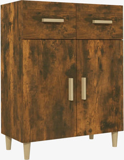 vidaXL - Dressoir - 69,5x34x89 - cm - bewerkt - hout - gerookt - eikenkleurig