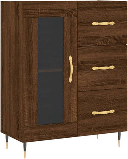vidaXL - Dressoir - 69,5x34x90 - cm - bewerkt - hout - bruin - eikenkleur
