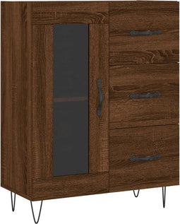 vidaXL - Dressoir - 69,5x34x90 - cm - bewerkt - hout - bruin - eikenkleur