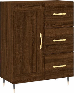 vidaXL - Dressoir - 69,5x34x90 - cm - bewerkt - hout - bruin - eikenkleur