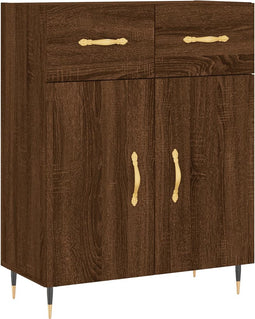 vidaXL - Dressoir - 69,5x34x90 - cm - bewerkt - hout - bruin - eikenkleur