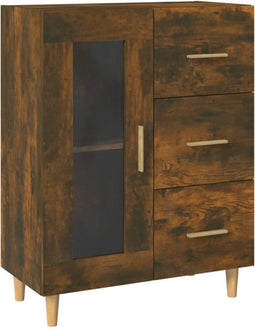 vidaXL - Dressoir - 69,5x34x90 - cm - bewerkt - hout - gerookt - eikenkleurig