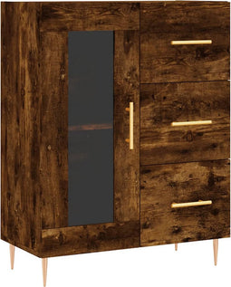 vidaXL - Dressoir - 69,5x34x90 - cm - bewerkt - hout - gerookt - eikenkleurig