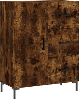 vidaXL - Dressoir - 69,5x34x90 - cm - bewerkt - hout - gerookt - eikenkleurig