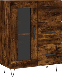vidaXL - Dressoir - 69,5x34x90 - cm - bewerkt - hout - gerookt - eikenkleurig