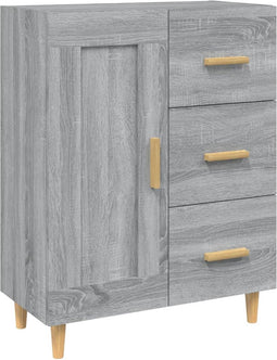 vidaXL - Dressoir - 69,5x34x90 - cm - bewerkt - hout - grijs - sonoma - eikenkleurig
