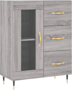 vidaXL - Dressoir - 69,5x34x90 - cm - bewerkt - hout - grijs - sonoma - eikenkleurig