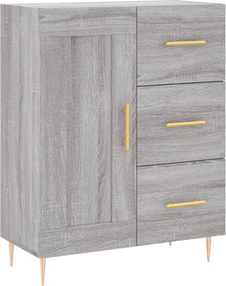 vidaXL - Dressoir - 69,5x34x90 - cm - bewerkt - hout - grijs - sonoma - eikenkleurig
