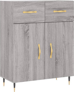 vidaXL - Dressoir - 69,5x34x90 - cm - bewerkt - hout - grijs - sonoma - eikenkleurig