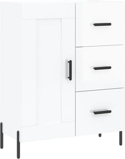 vidaXL - Dressoir - 69,5x34x90 - cm - bewerkt - hout - hoogglans - wit