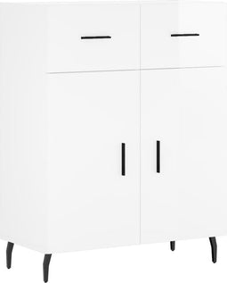 vidaXL - Dressoir - 69,5x34x90 - cm - bewerkt - hout - hoogglans - wit