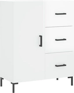 vidaXL - Dressoir - 69,5x34x90 - cm - bewerkt - hout - hoogglans - wit