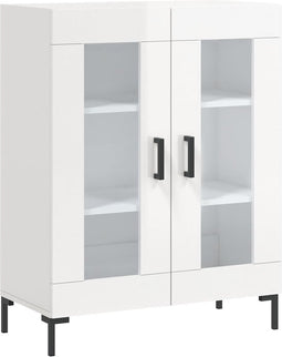 vidaXL - Dressoir - 69,5x34x90 - cm - bewerkt - hout - hoogglans - wit